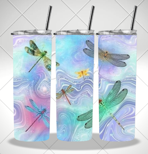 PASTEL DRAGONFLIES DOUBLE WALLED TUMBLER/DRINK BOTTLE