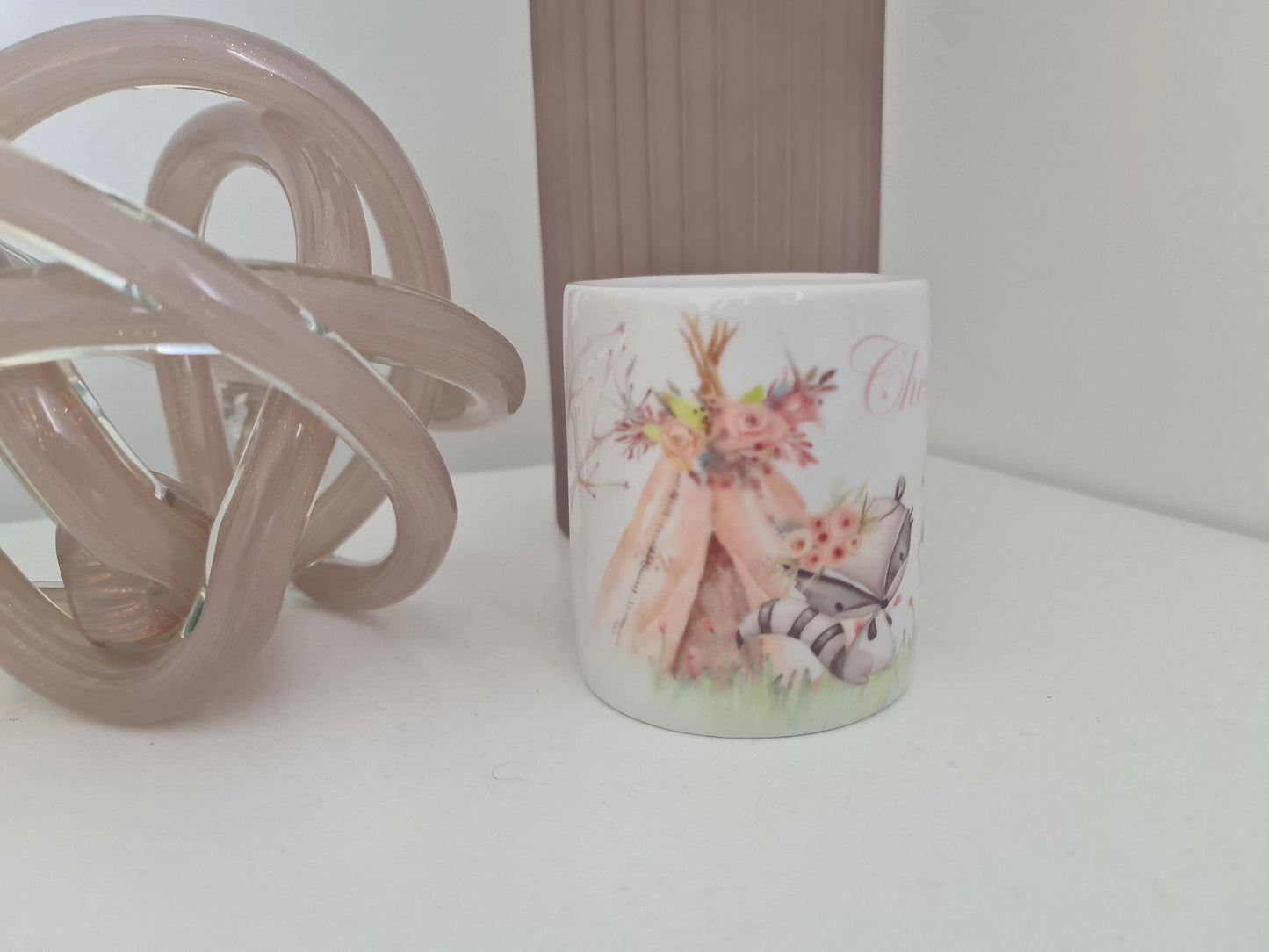 PERSONALISED WOODLANDS PINK MONEYBOX