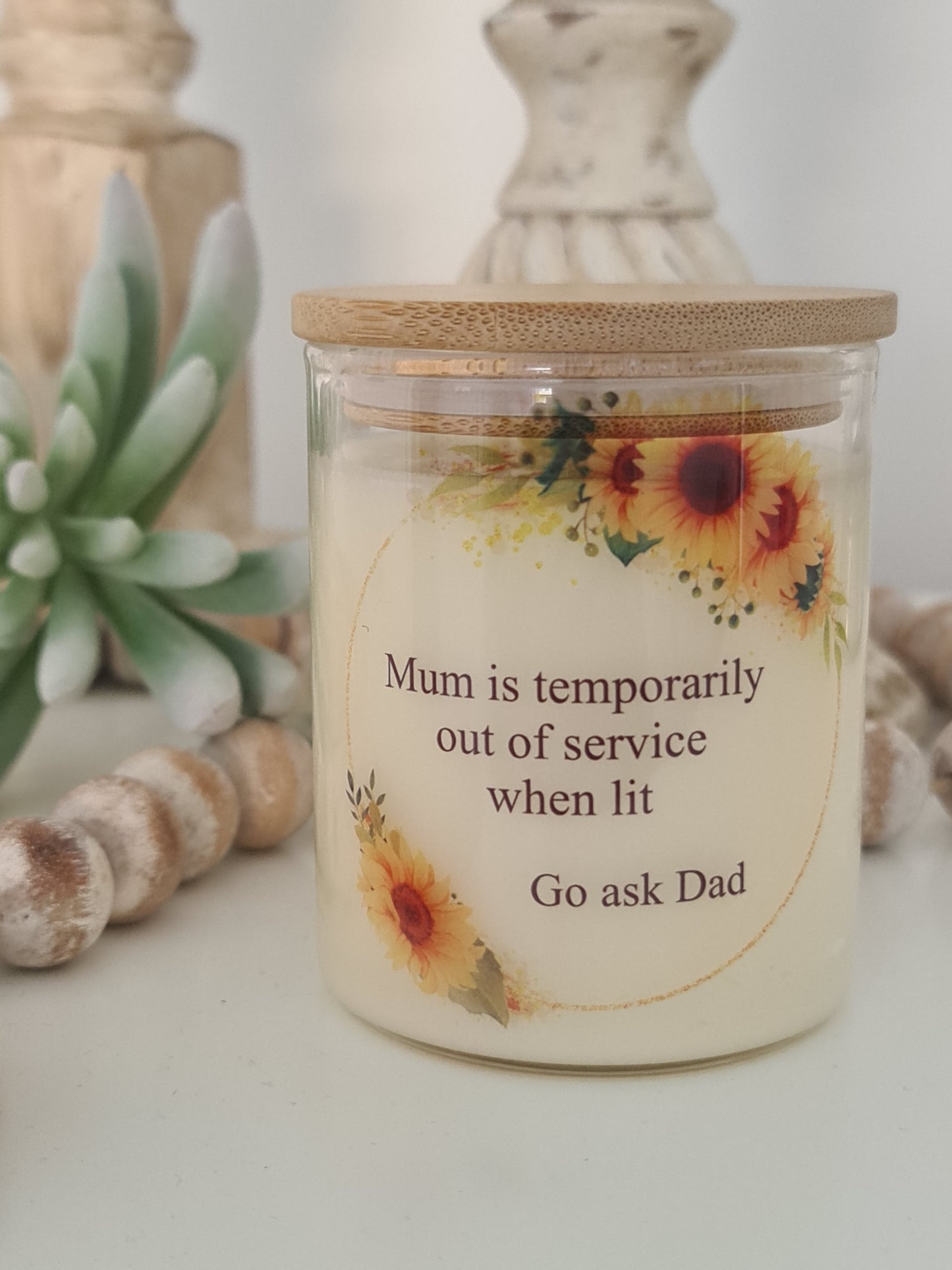 MUM IS OUT OF SERVICE CANDLE SMALL