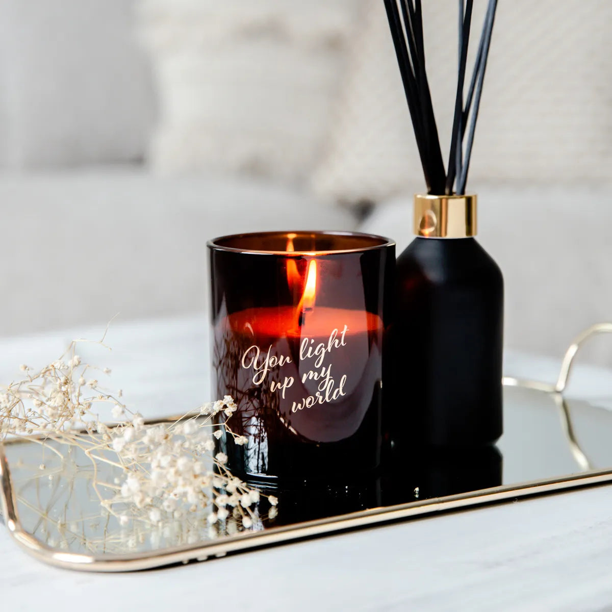 OXFORD WHITE/ROSE GOLD "MY WORLD" CANDLE LARGE