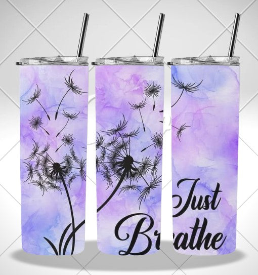 JUST BREATHE PURPLE DOUBLE WALLED TUMBLER/DRINK BOTTLE