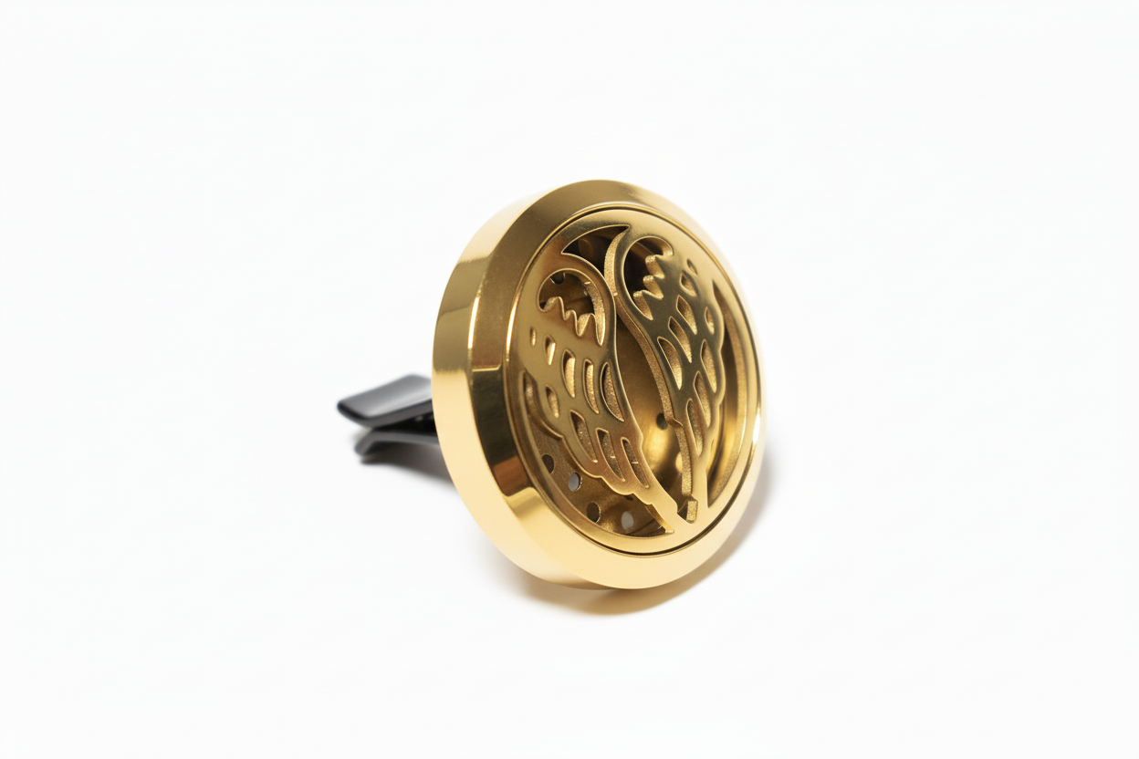 GOLD ANGEL WING CAR DIFFUSER WITH 10ML FRAGRANCE OIL DROPPER