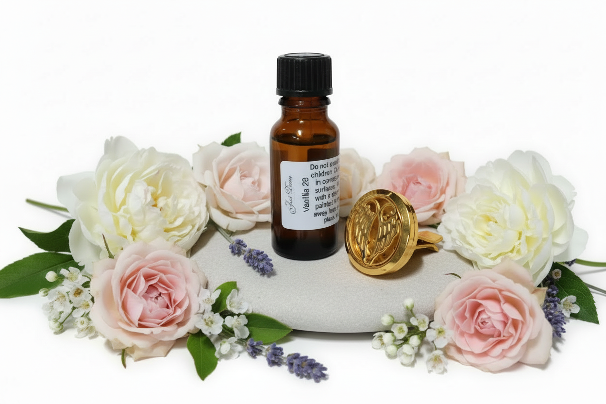 GOLD ANGEL WING CAR DIFFUSER WITH 10ML FRAGRANCE OIL DROPPER