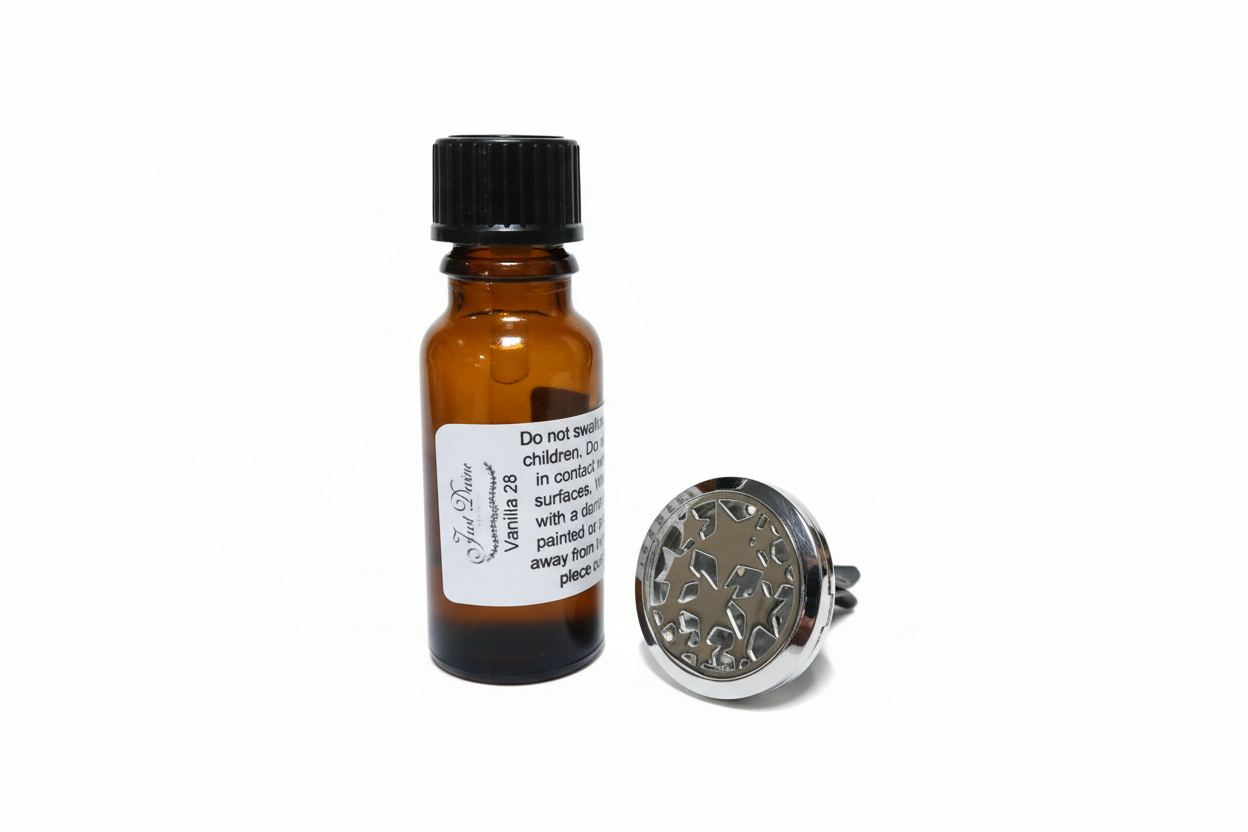 SILVER STAR CAR DIFFUSER WITH 10ML FRAGRANCE OIL DROPPER