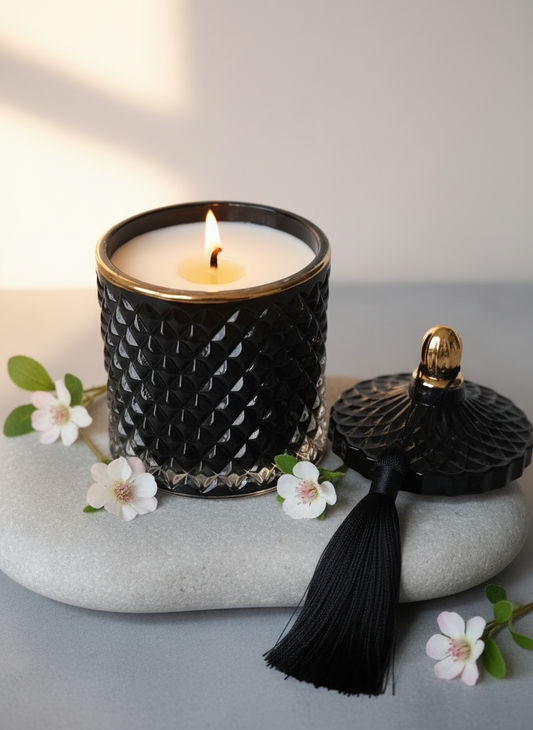 ROYAL BLACK WITH GOLD CANDLE SMALL