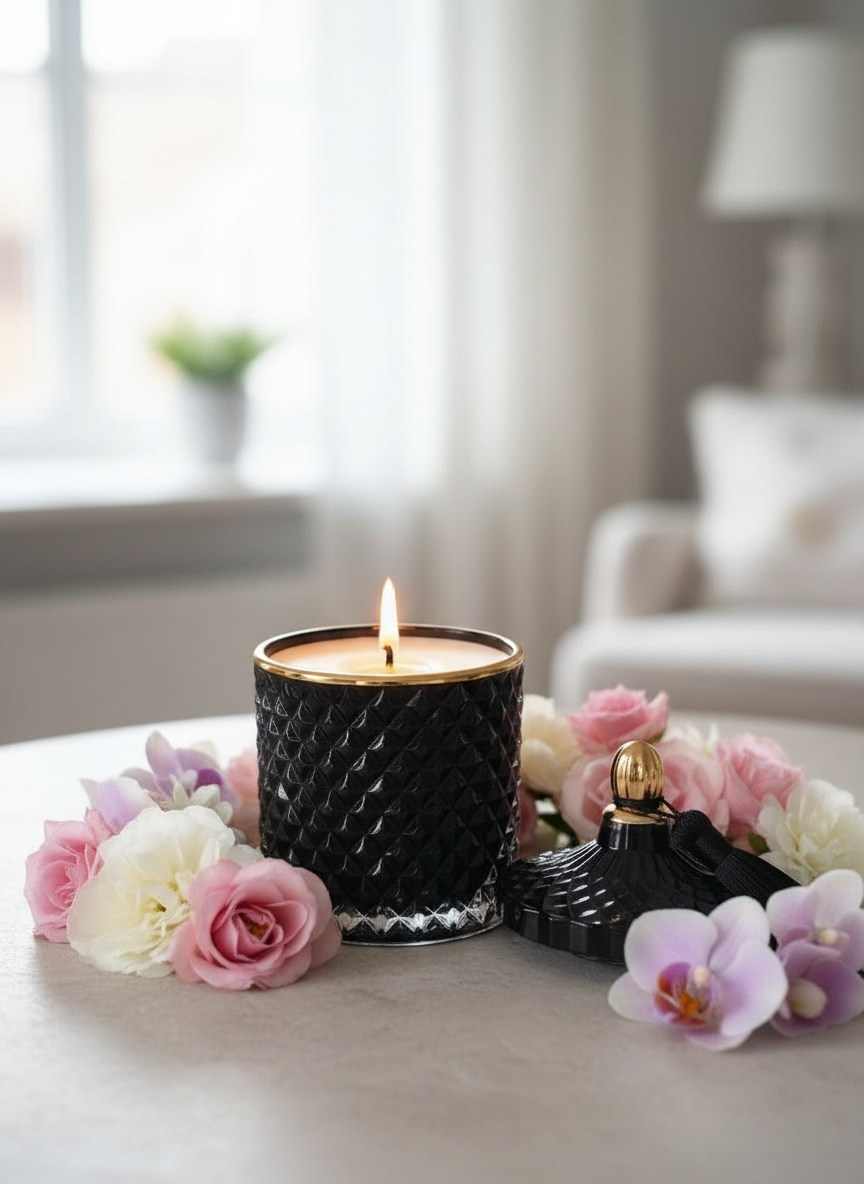 ROYAL BLACK WITH SILVER CANDLE LARGE
