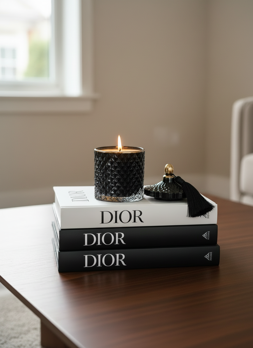 ROYAL BLACK WITH SILVER CANDLE LARGE