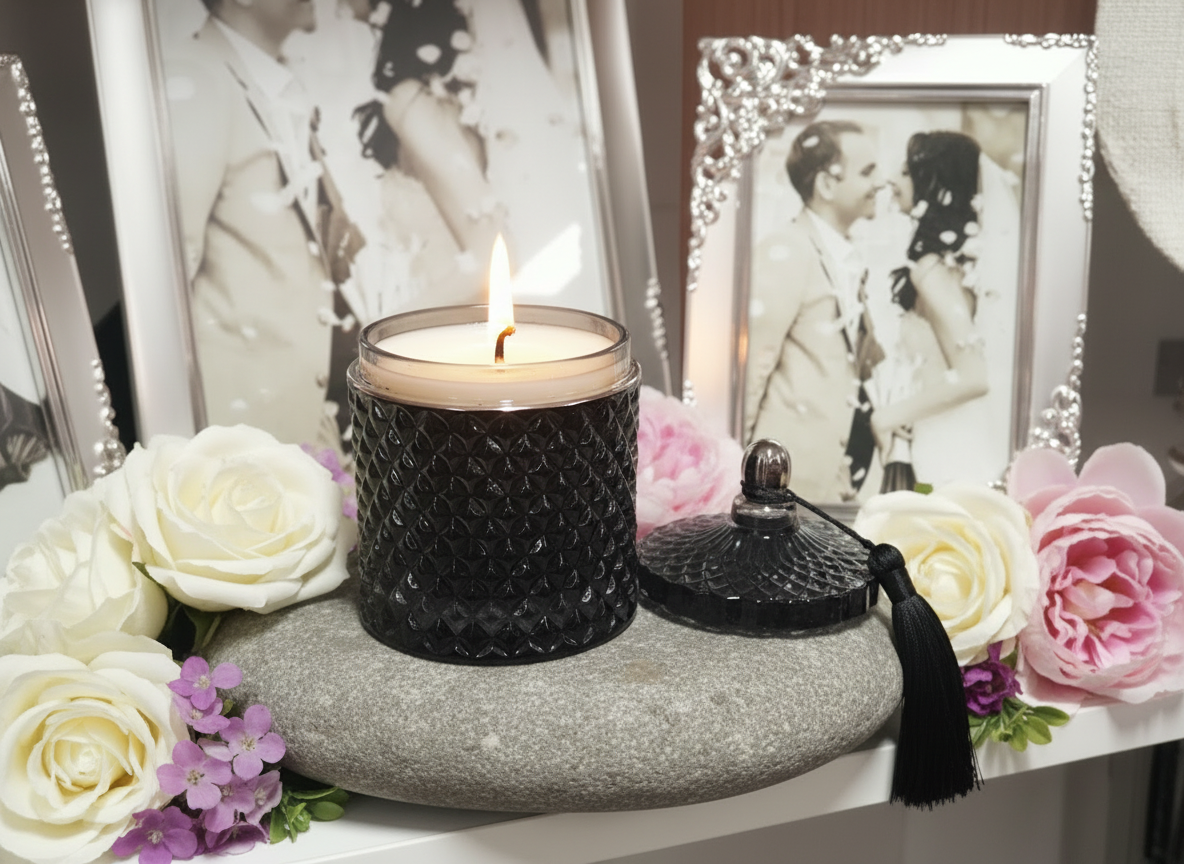 ROYAL BLACK WITH SILVER CANDLE SMALL