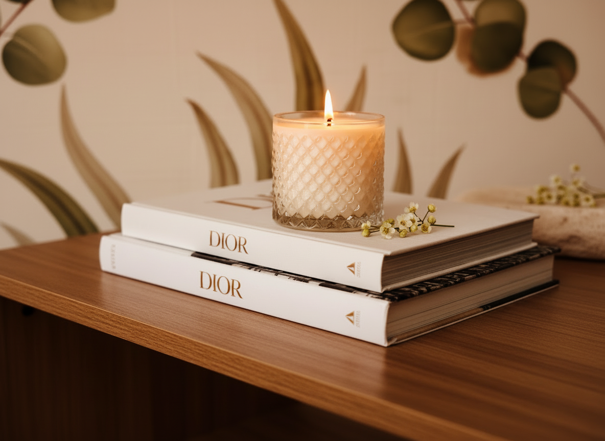 ROYAL WHITE WITH SILVER CANDLE LARGE - CAPPUCCINO