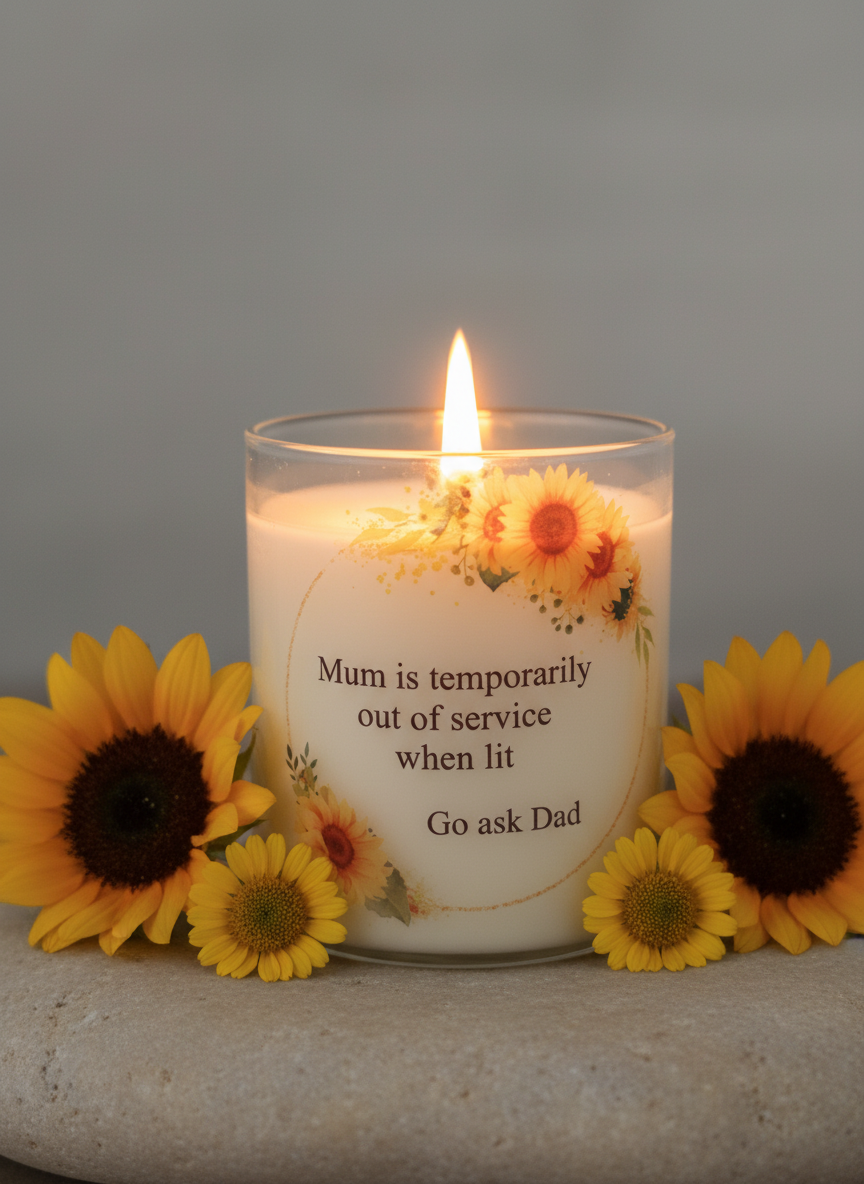 MUM IS OUT OF SERVICE CANDLE SMALL