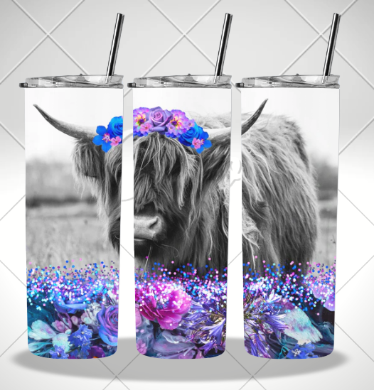 COWS PURPLE DOUBLE WALLED TUMBLER/DRINK BOTTLE