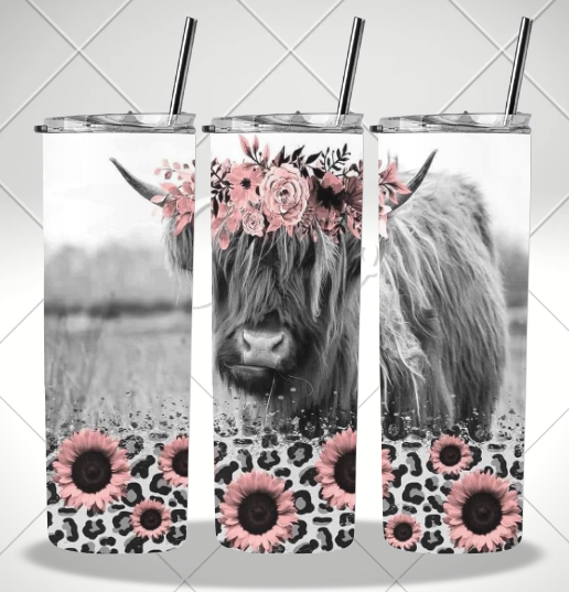 COWS PINK DOUBLE WALLED TUMBLER/DRINK BOTTLE