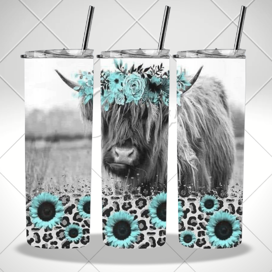 COWS TEAL DOUBLE WALLED TUMBLER/DRINK BOTTLE