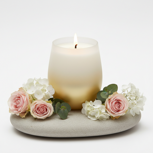 RENEE WHITE WITH GOLD CANDLE