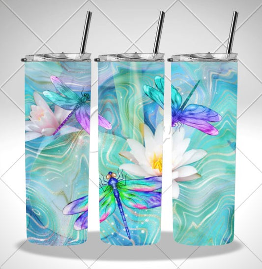 Dragonflies & Water Lillies sublimation print