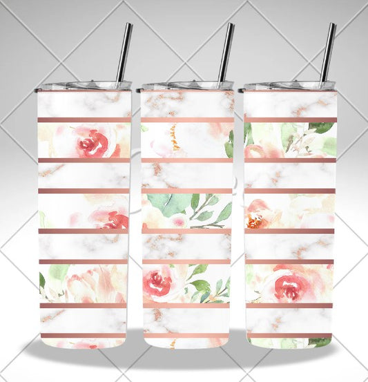 Rose Gold Stripes and Roses sublimation print