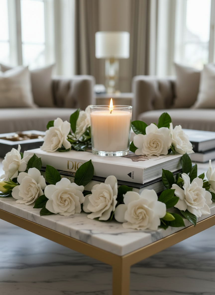 CAMBRIDGE CLEAR CANDLE LARGE - GARDENIA