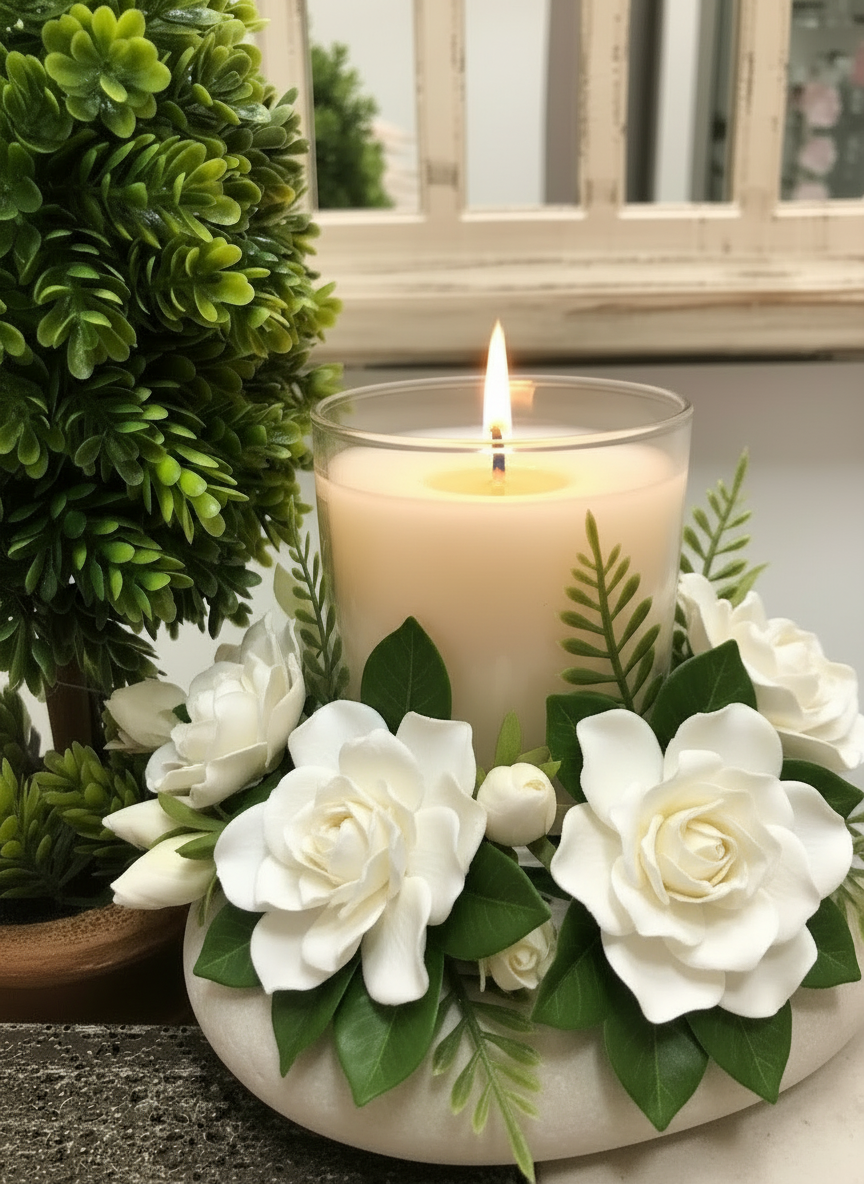 CAMBRIDGE CLEAR CANDLE LARGE - GARDENIA
