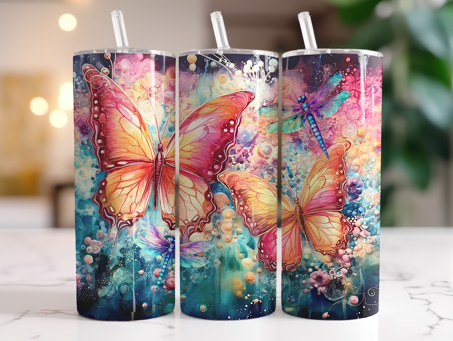 INK BUTTERFLY DOUBLE WALLED TUMBLER/DRINK BOTTLE