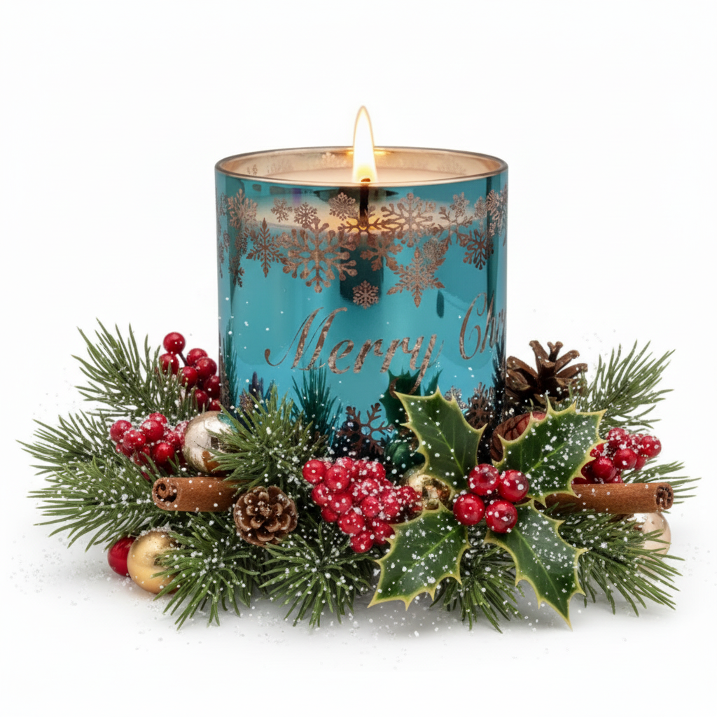 CHRISTMAS VOGUE CANDLE BLUE/ROSE GOLD