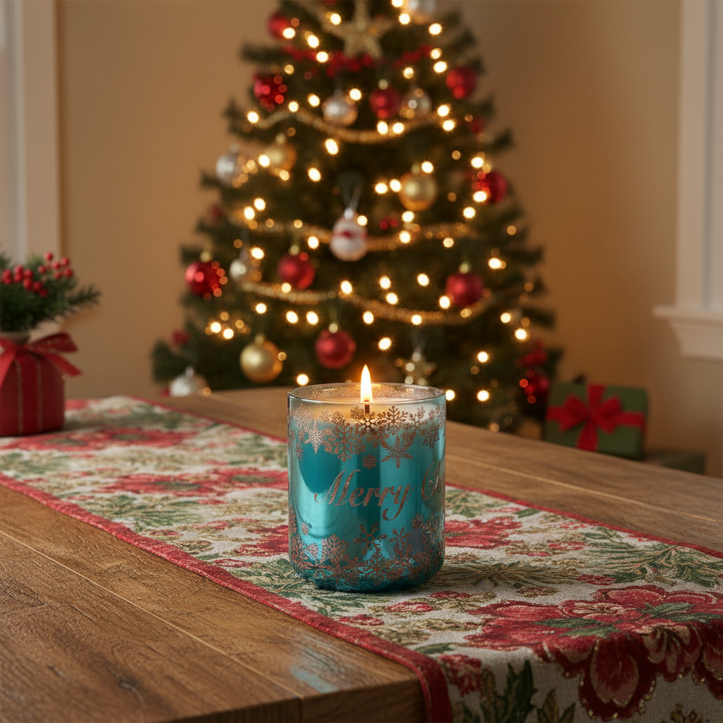 CHRISTMAS VOGUE CANDLE BLUE/ROSE GOLD