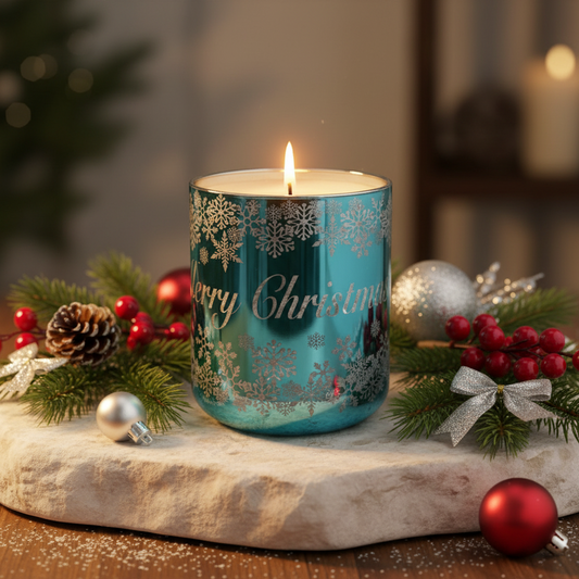CHRISTMAS VOGUE CANDLE BLUE/SILVER