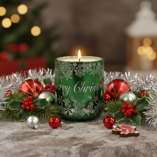 CHRISTMAS VOGUE CANDLE GREEN/SILVER