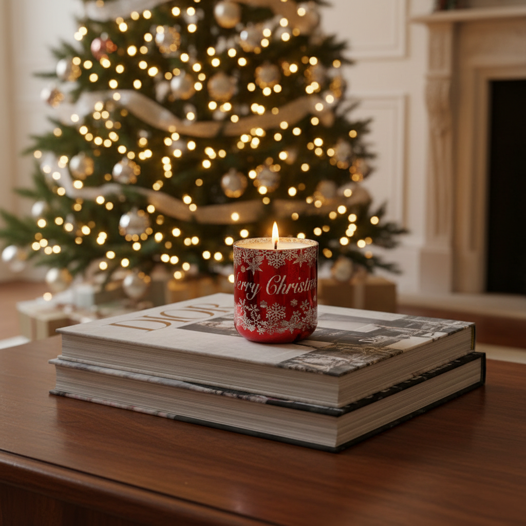 CHRISTMAS VOGUE CANDLE RED/SILVER