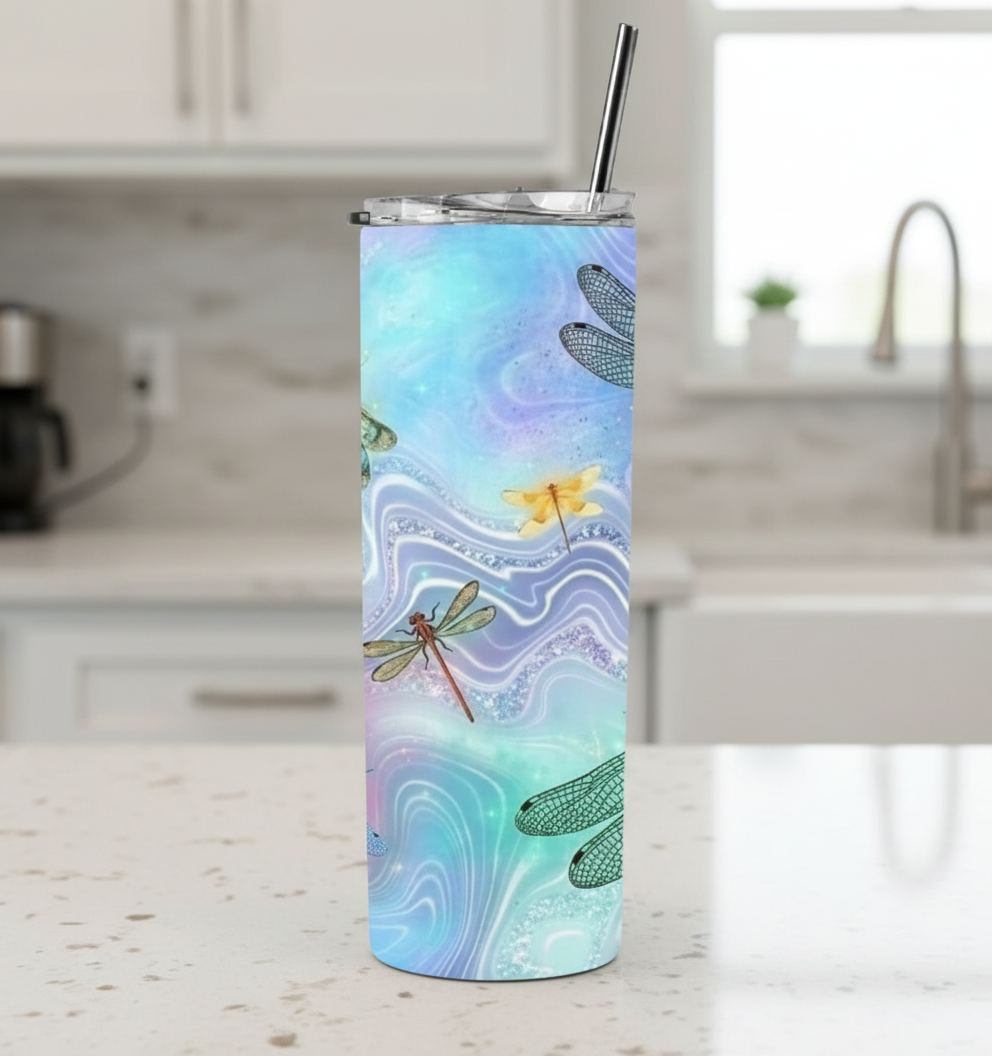 PASTEL DRAGONFLIES DOUBLE WALLED TUMBLER/DRINK BOTTLE