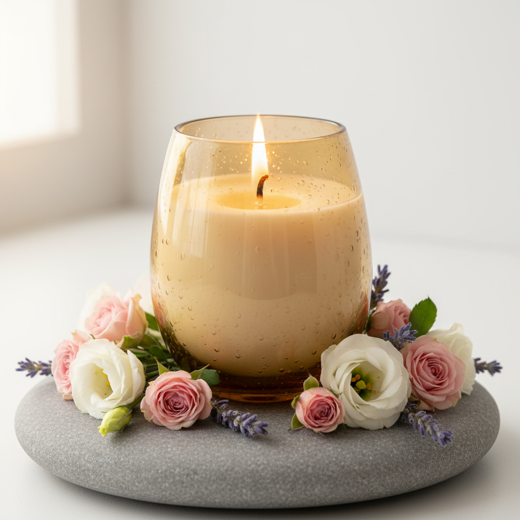 VINTAGE BUBBLE AMBER CANDLE