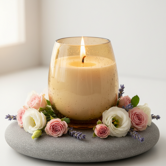 VINTAGE BUBBLE AMBER CANDLE