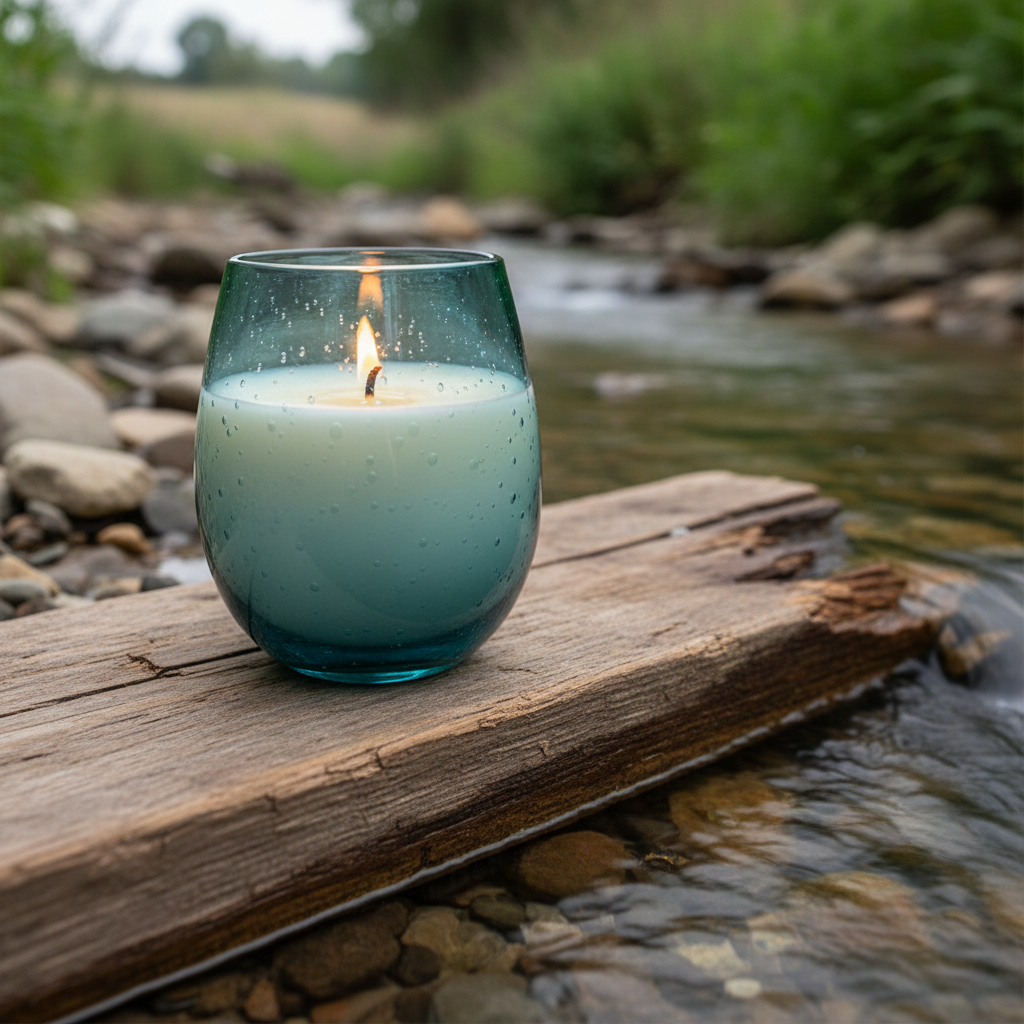 VINTAGE BUBBLE BLUE CANDLE