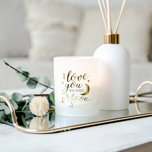OXFORD WHITE/GOLD "MOON" CANDLE LARGE