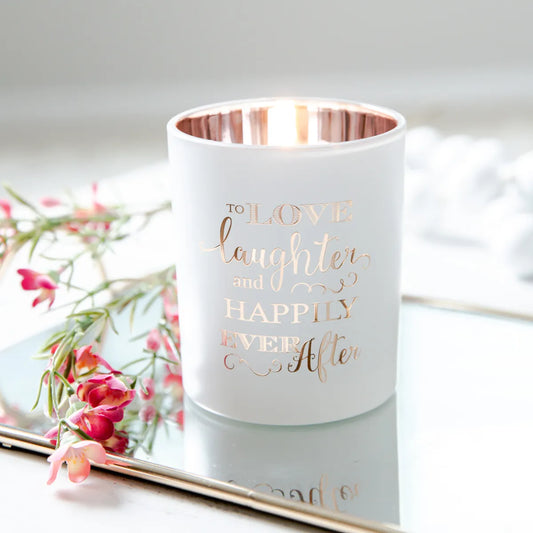 OXFORD WHITE/ROSE GOLD "LAUGHTER" CANDLE LARGE