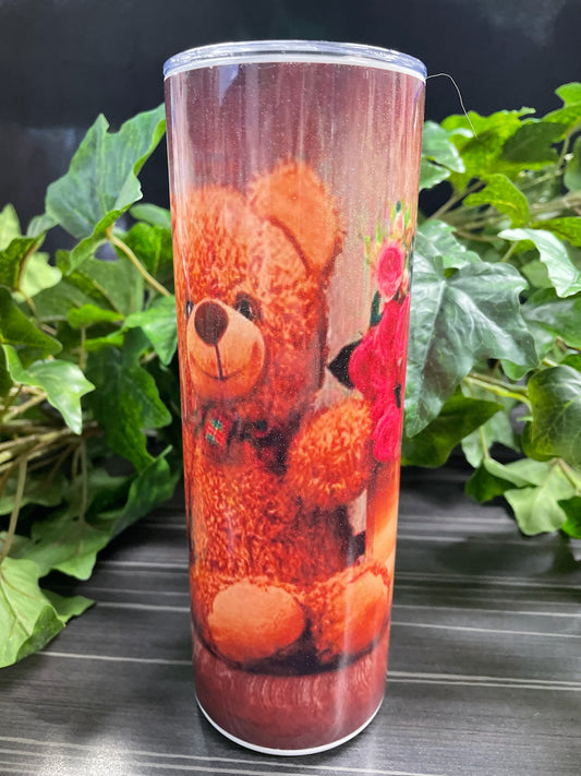 TEDDY BEAR ROSES DOUBLE WALLED TUMBLER/DRINK BOTTLE