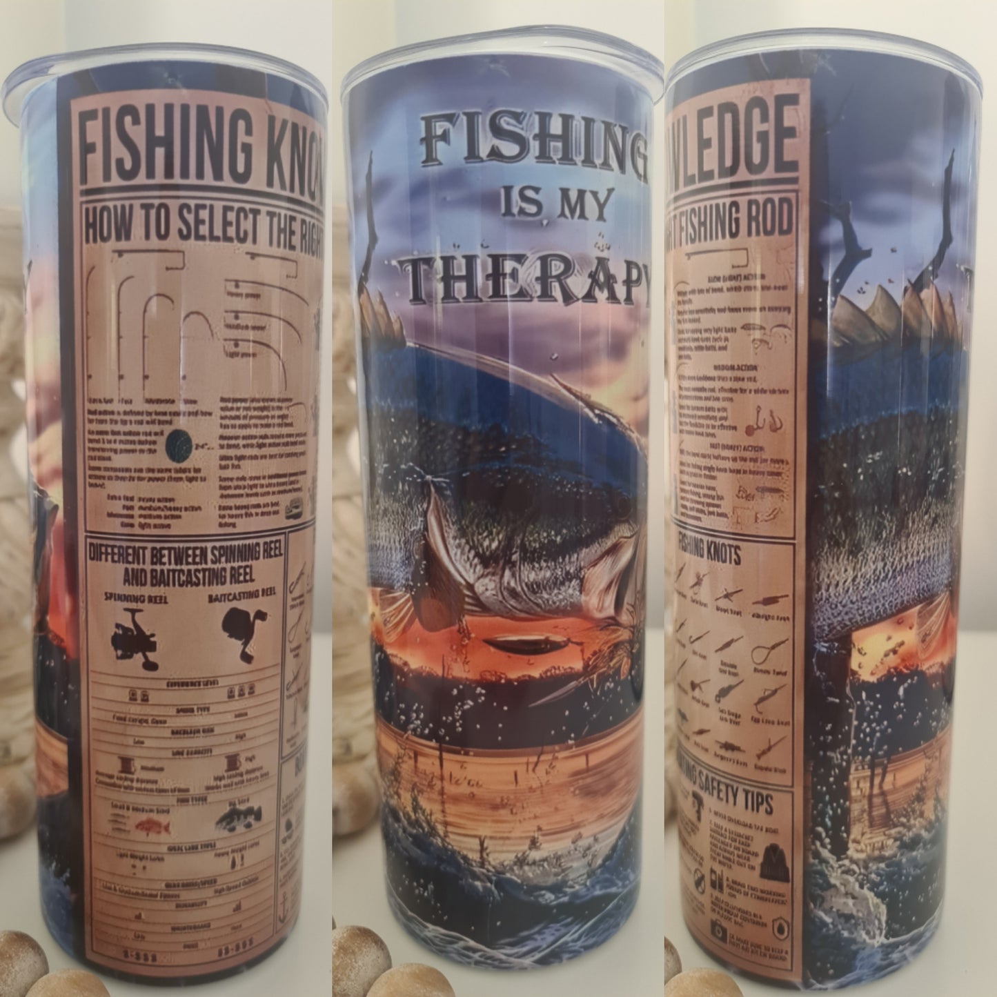 FISHING IS MY THERAPY DOUBLE WALLED TUMBLER/DRINK BOTTLE