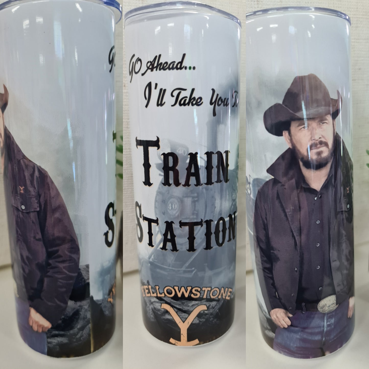 YELLOWSTONE TRAIN STATION DOUBLE WALLED TUMBLER/DRINK BOTTLE