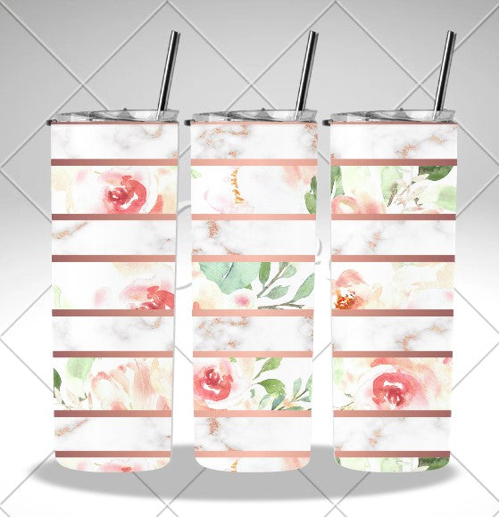 FLOWER STRIPES DOUBLE WALLED TUMBLER/DRINK BOTTLE