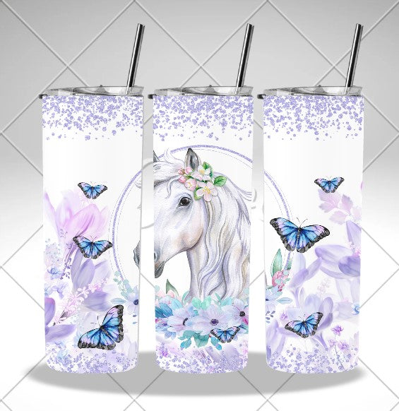 HORSE/BUTTERFLY DOUBLE WALLED TUMBLER/DRINK BOTTLE