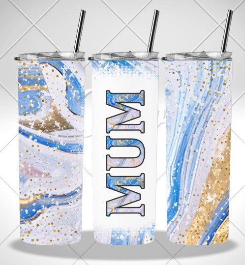 MUM BLUE MARBLE DOUBLE WALLED TUMBLER/DRINK BOTTLE