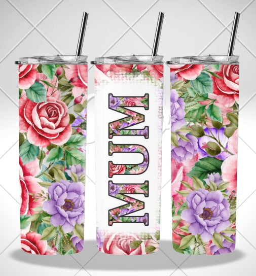 MUM FLORAL MARBLE DOUBLE WALLED TUMBLER/DRINK BOTTLE