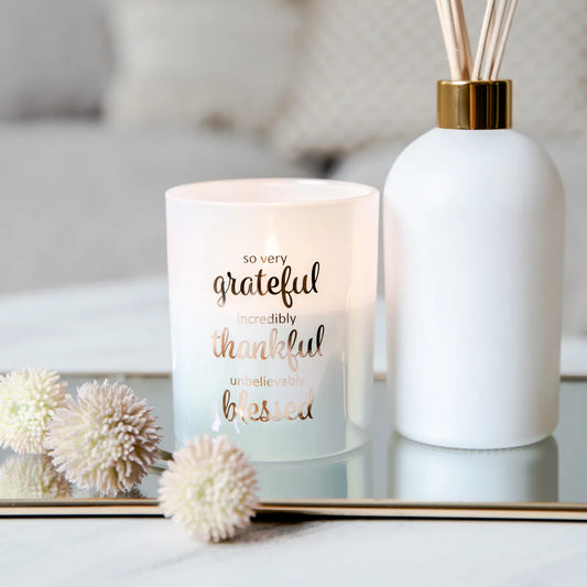 OXFORD WHITE/ROSE GOLD "GRATEFUL" CANDLE LARGE