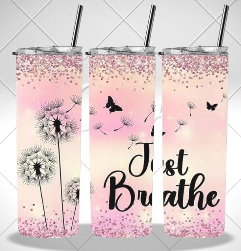 JUST BREATHE PINK DOUBLE WALLED TUMBLER/DRINK BOTTLE